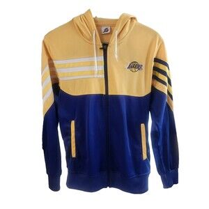 LOS ANGELES LAKERS Full Zip Sweater Size Youth LARGE Purple Yellow Sweatshirt